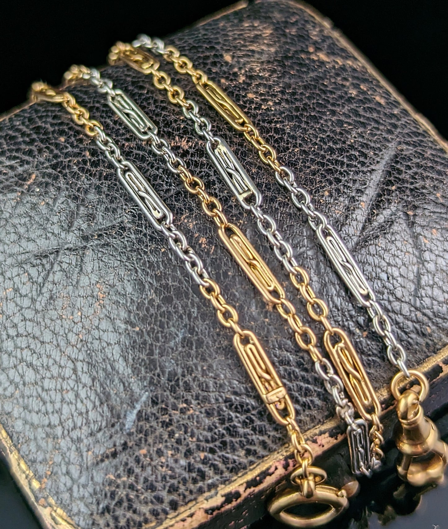 Antique 18ct gold and platinum Albert chain, watch chain, necklace