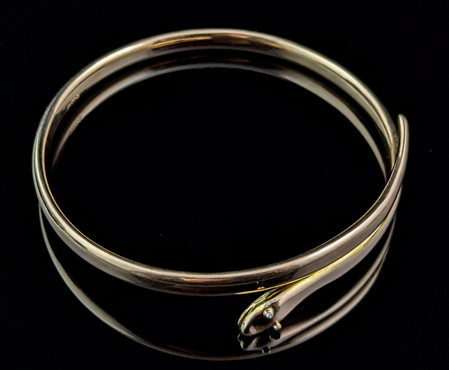 Antique 9ct rose gold snake bangle, Diamond, Upper Arm bracelet