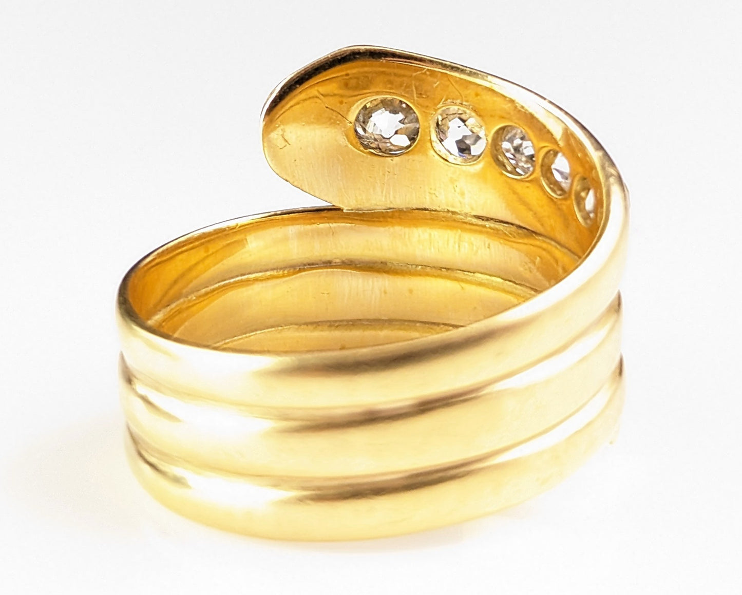 Antique Diamond snake ring, 18ct yellow gold, Ruby eyes
