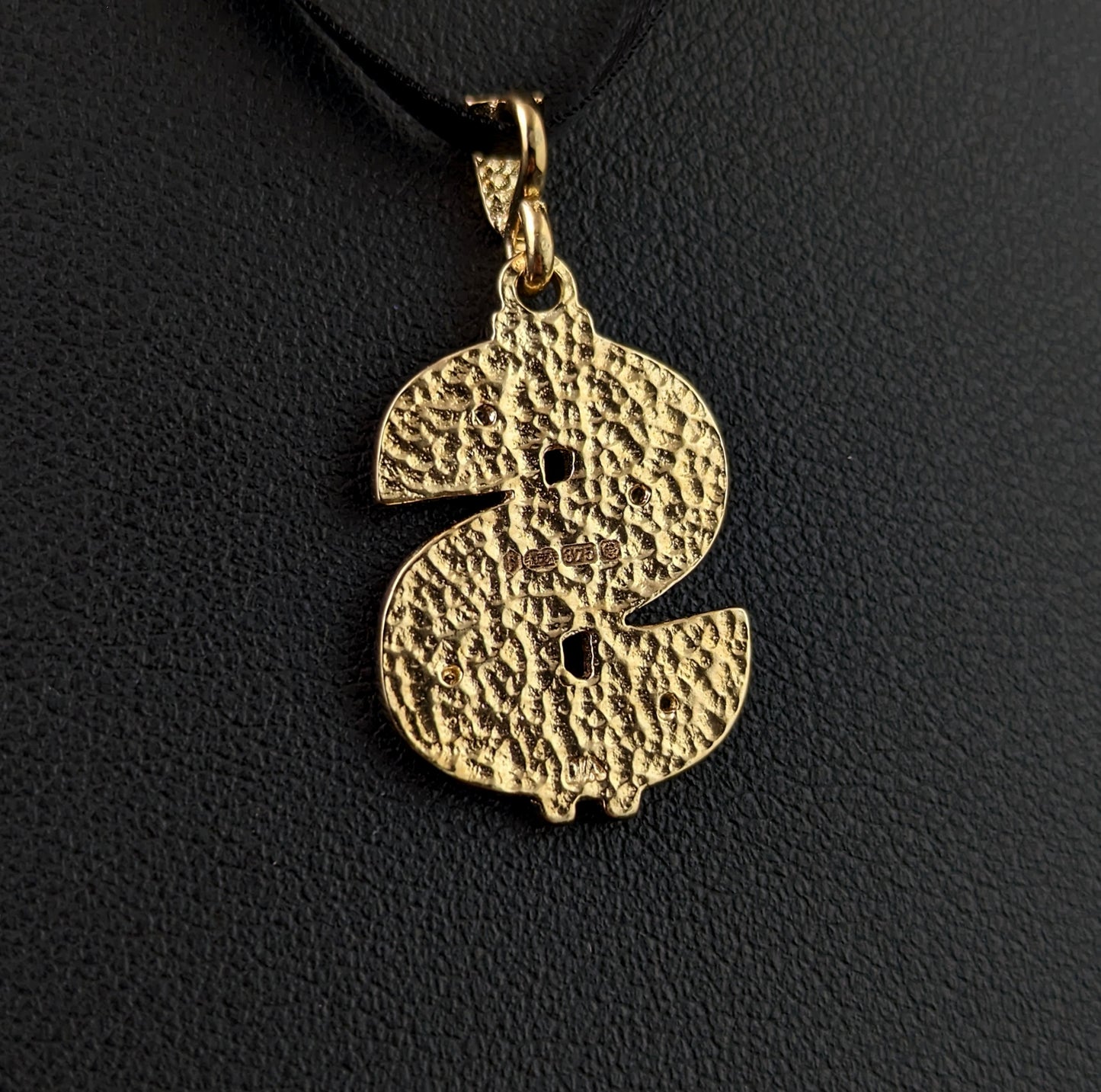 Vintage 9ct gold Diamond Dollar sign pendant