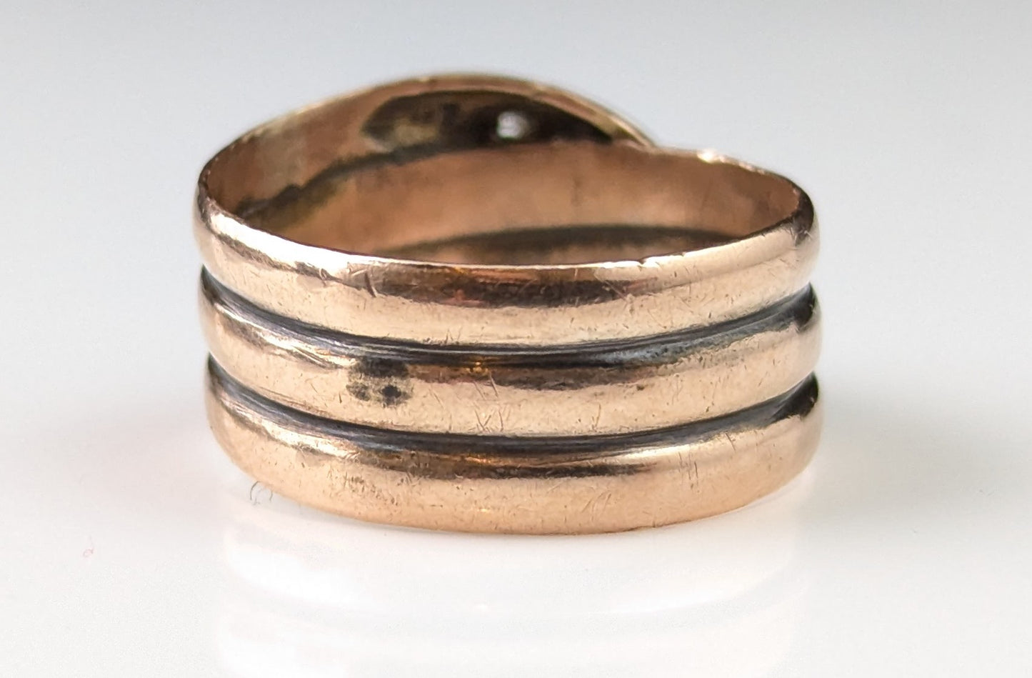 Antique Diamond snake ring, 9ct rose gold, Art Deco