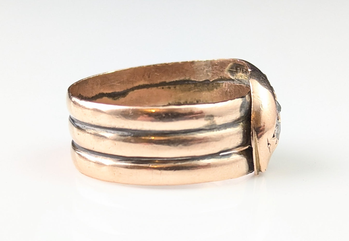 Antique Diamond snake ring, 9ct rose gold, Art Deco