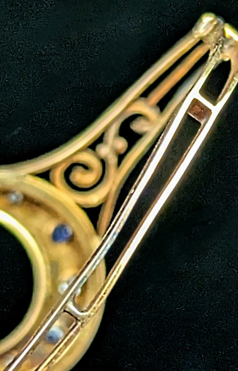 Antique Sapphire and Diamond crescent moon bangle, 9ct yellow gold