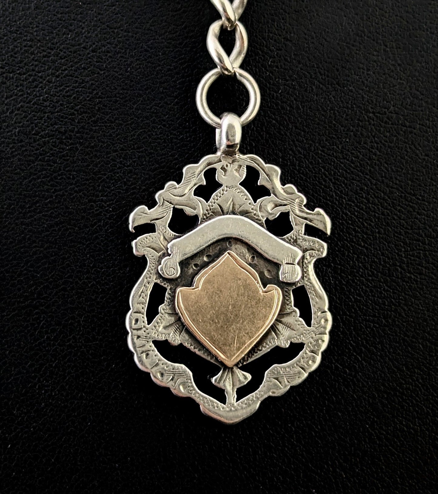 Antique Sterling silver Albert chain, Fob and T bar