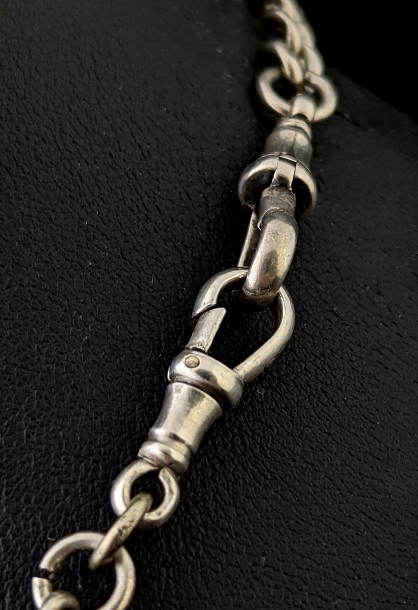 Antique Sterling silver Albert chain, Fob and T bar