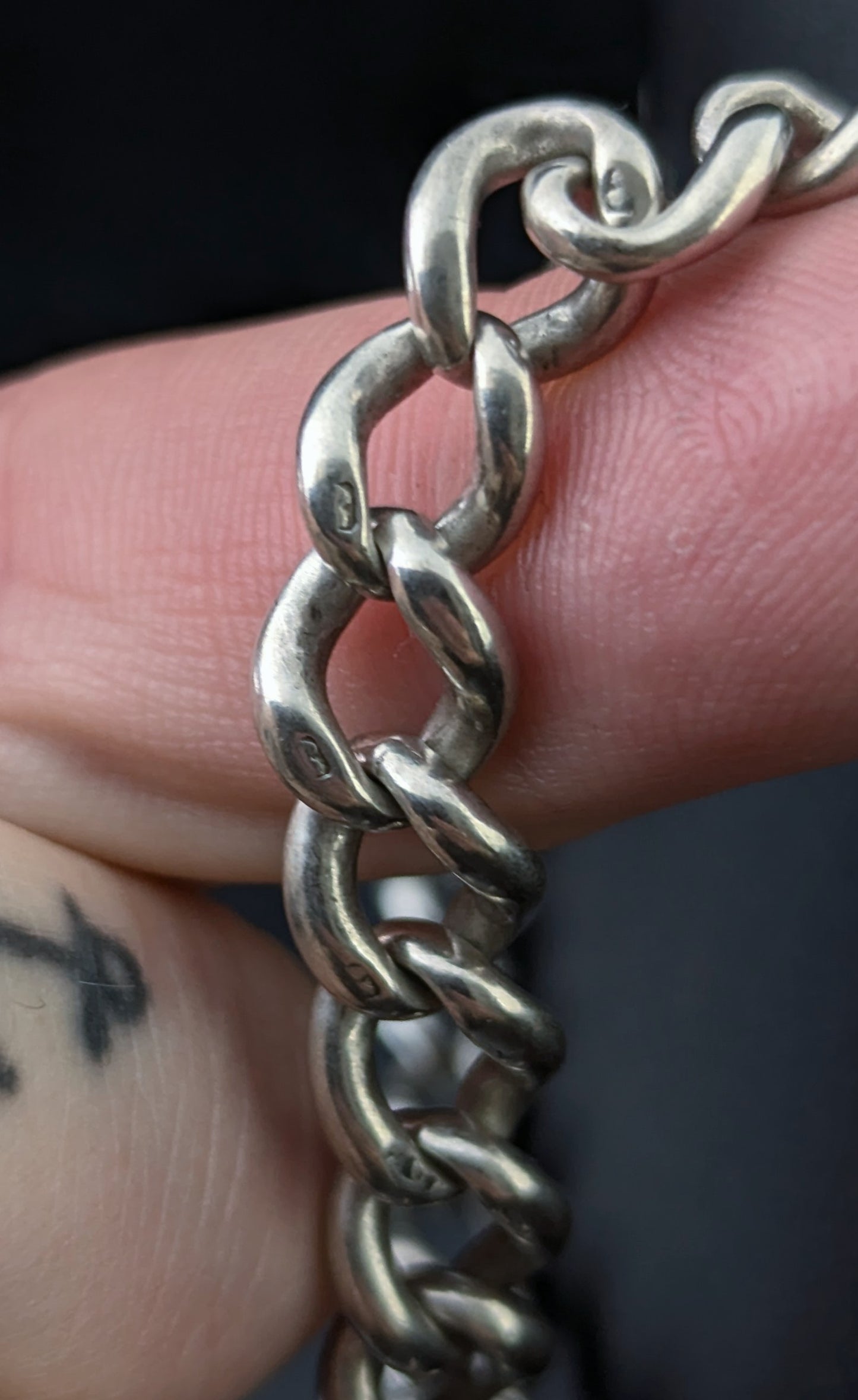 Antique Sterling silver Albert chain, Fob and T bar