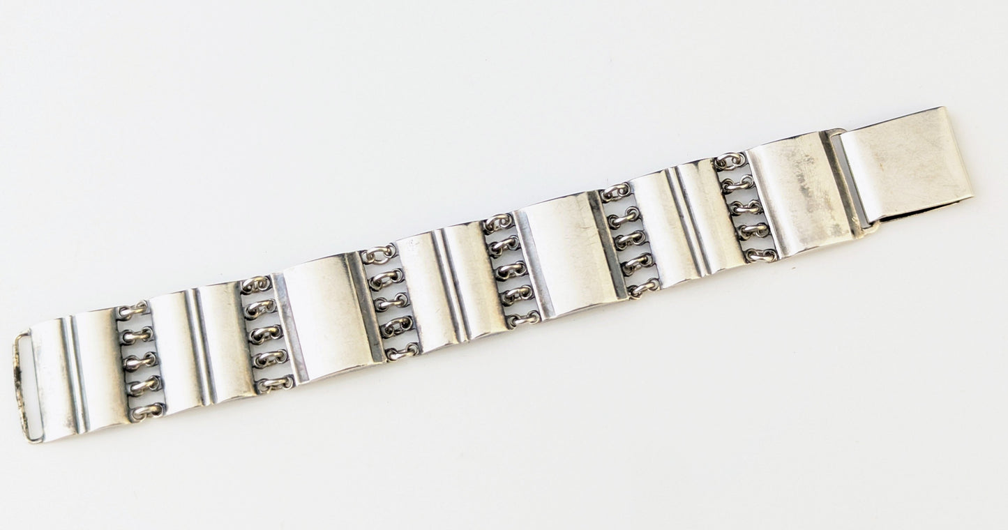 Vintage silver panel bracelet, Mid-20th century