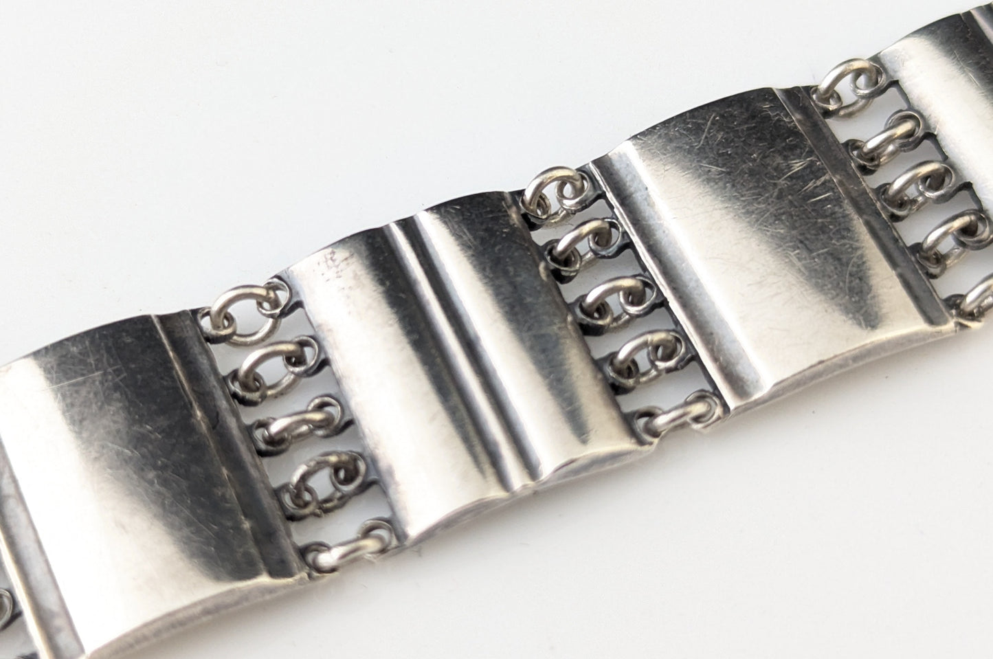 Vintage silver panel bracelet, Mid-20th century