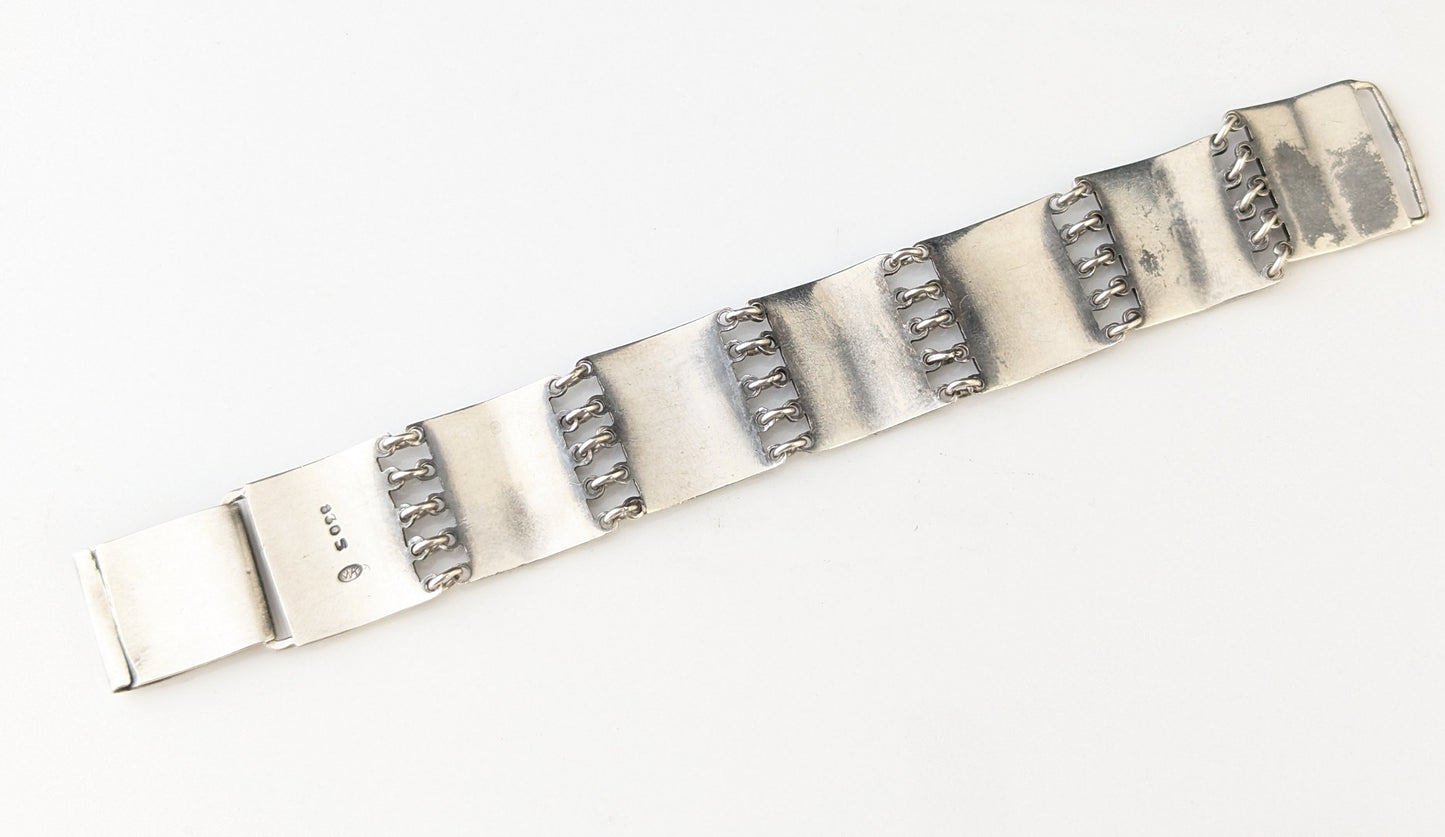 Vintage silver panel bracelet, Mid-20th century
