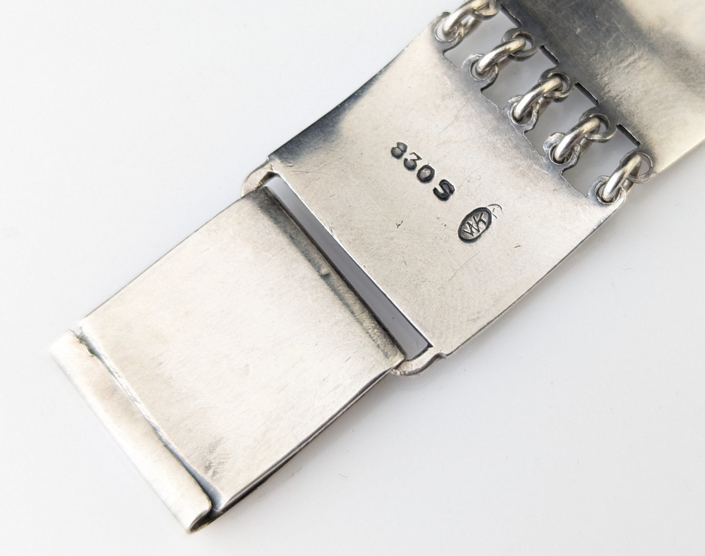 Vintage silver panel bracelet, Mid-20th century