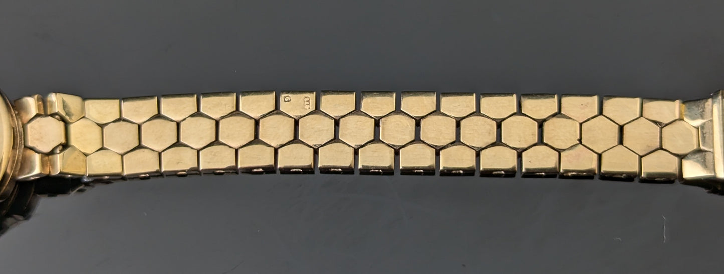 Vintage 9ct gold Ladies Rolex precision wristwatch, Bracelet strap