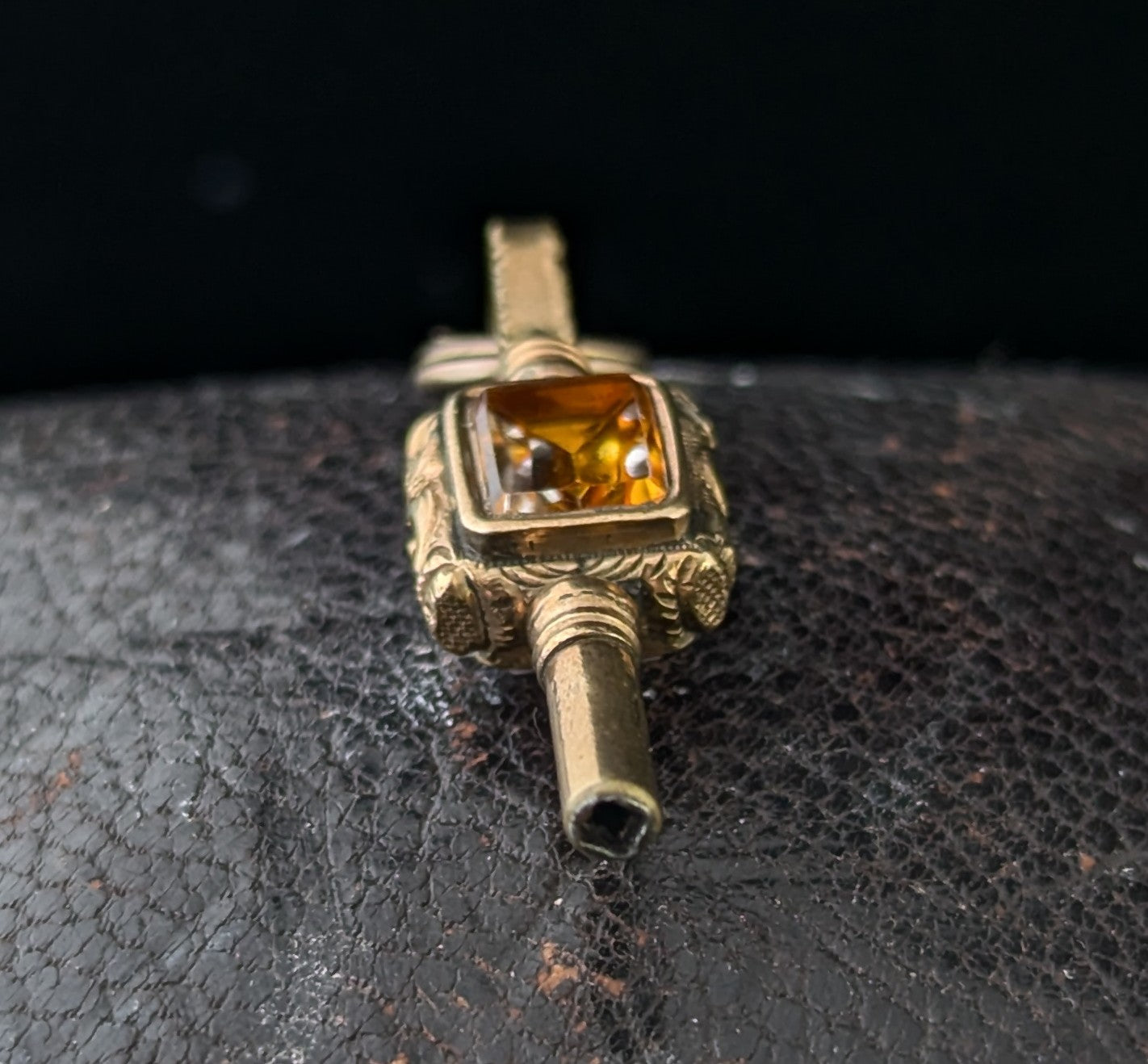 Antique 9ct gold cased watch key pendant, Foiled Paste and Sardonyx