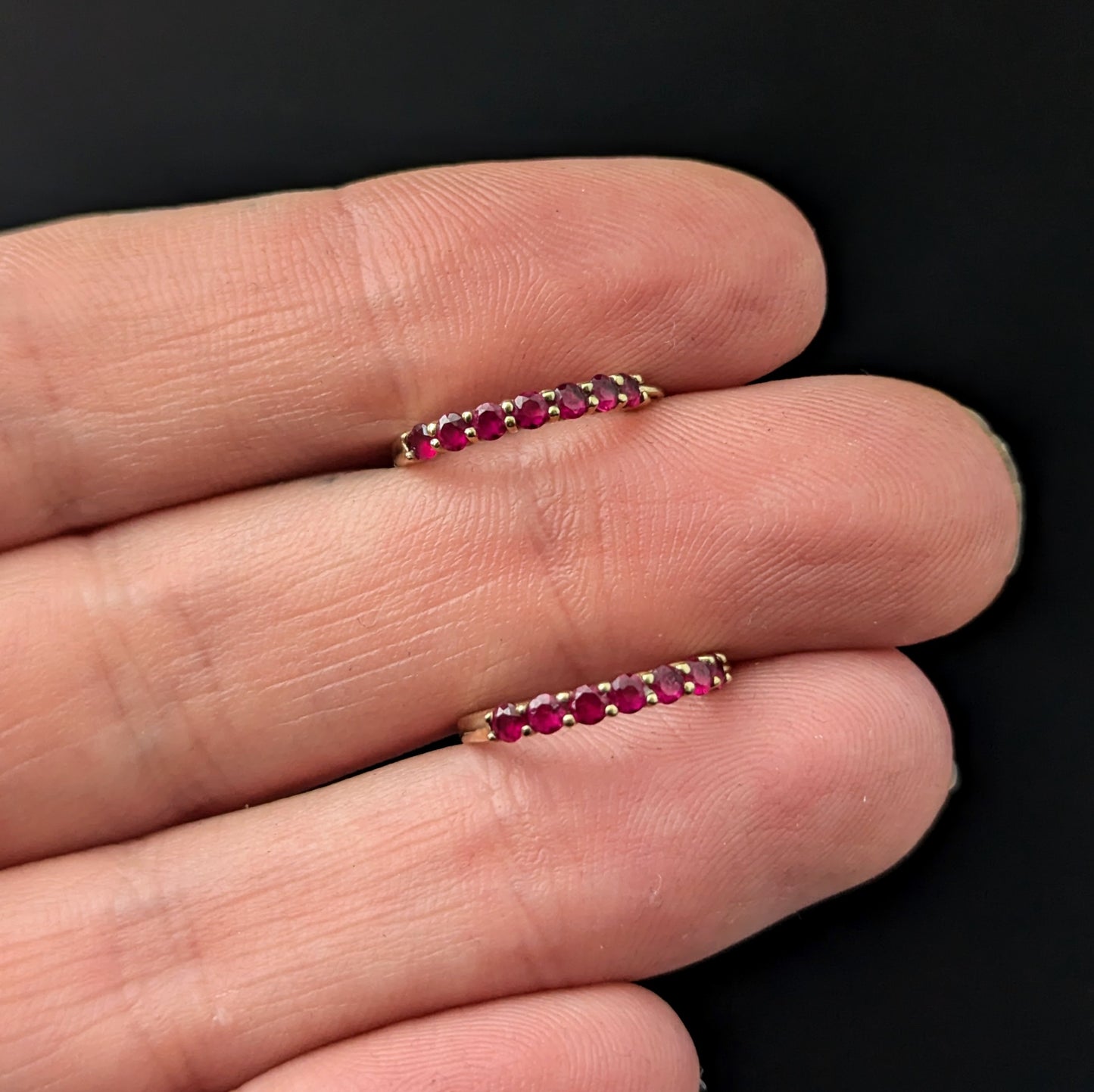 Vintage Ruby hoop earrings, 9ct yellow gold