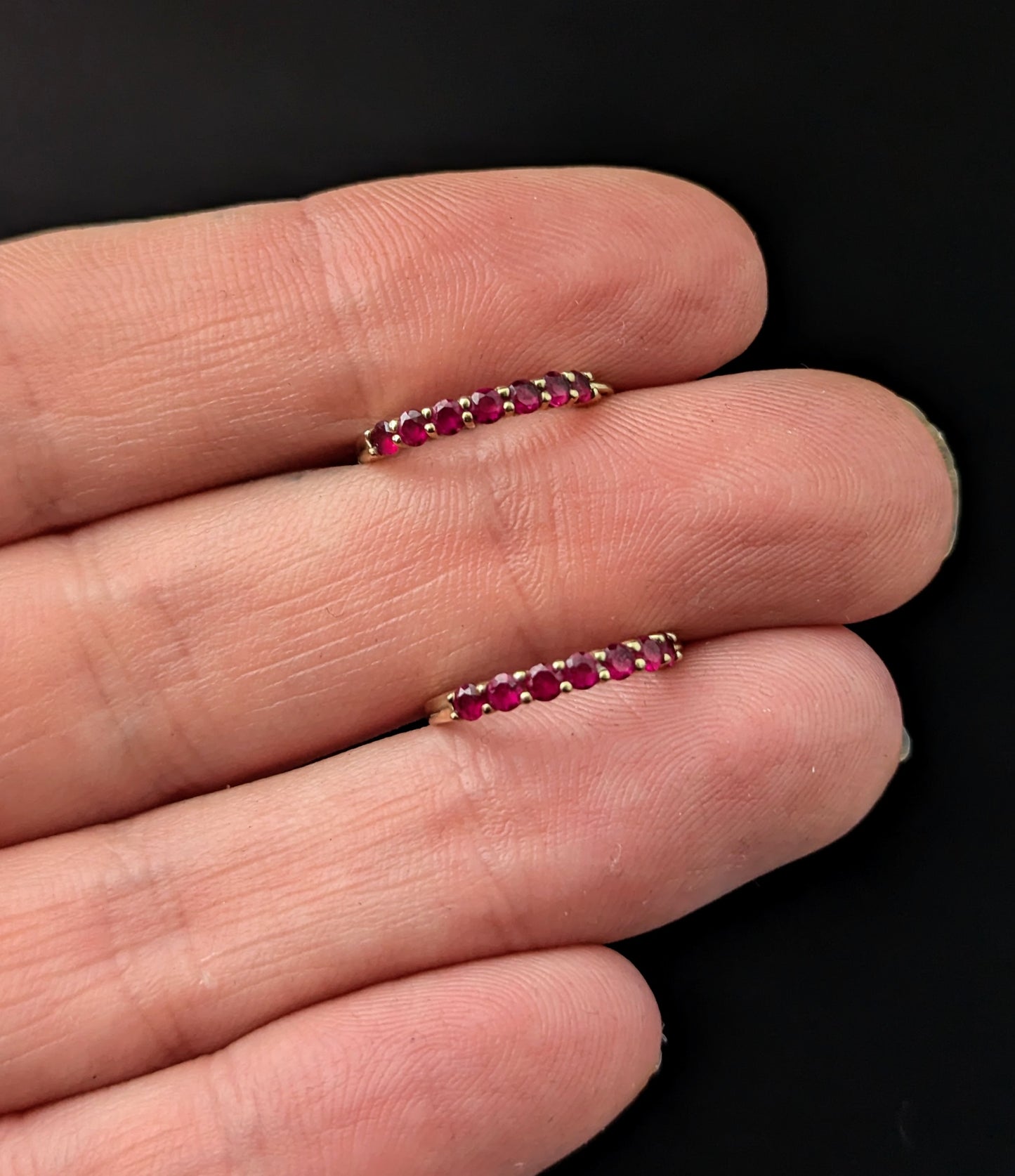 Vintage Ruby hoop earrings, 9ct yellow gold