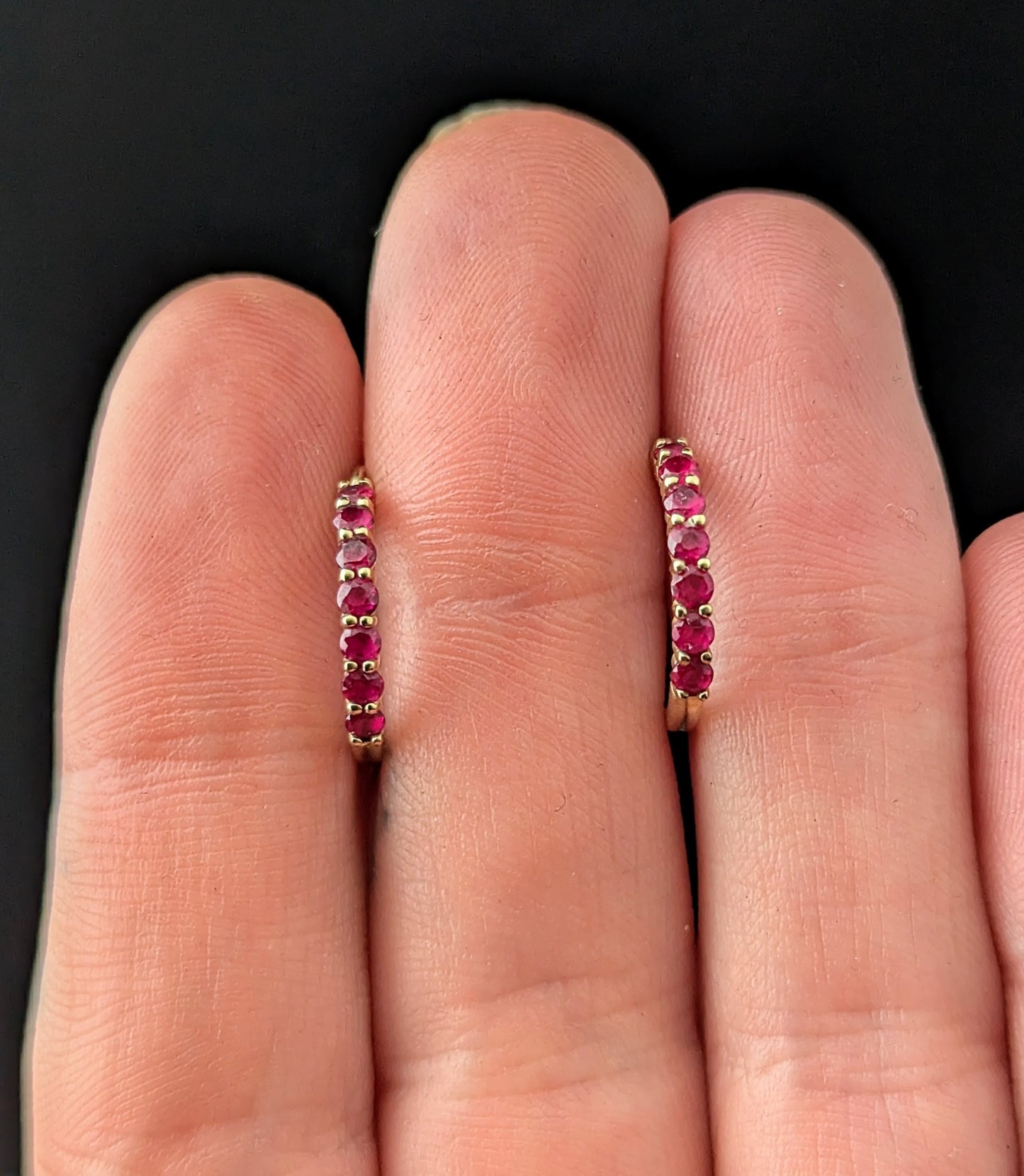 Vintage Ruby hoop earrings, 9ct yellow gold