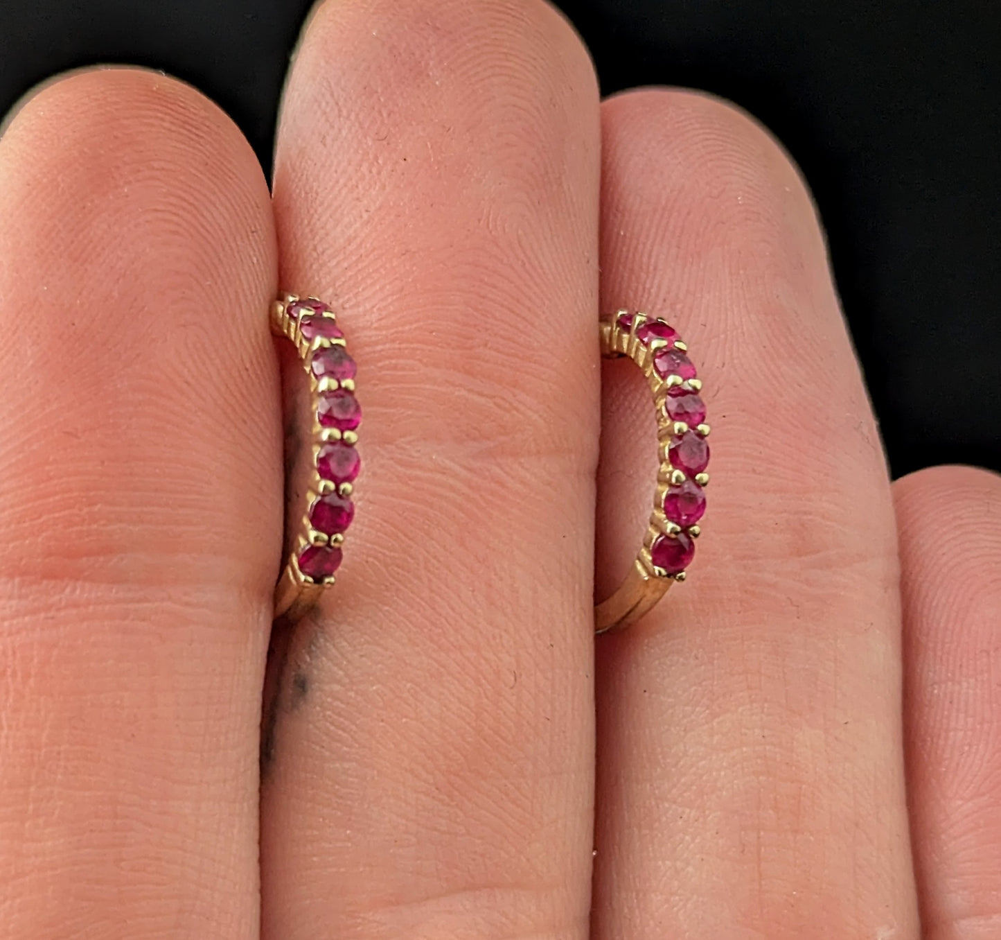 Vintage Ruby hoop earrings, 9ct yellow gold