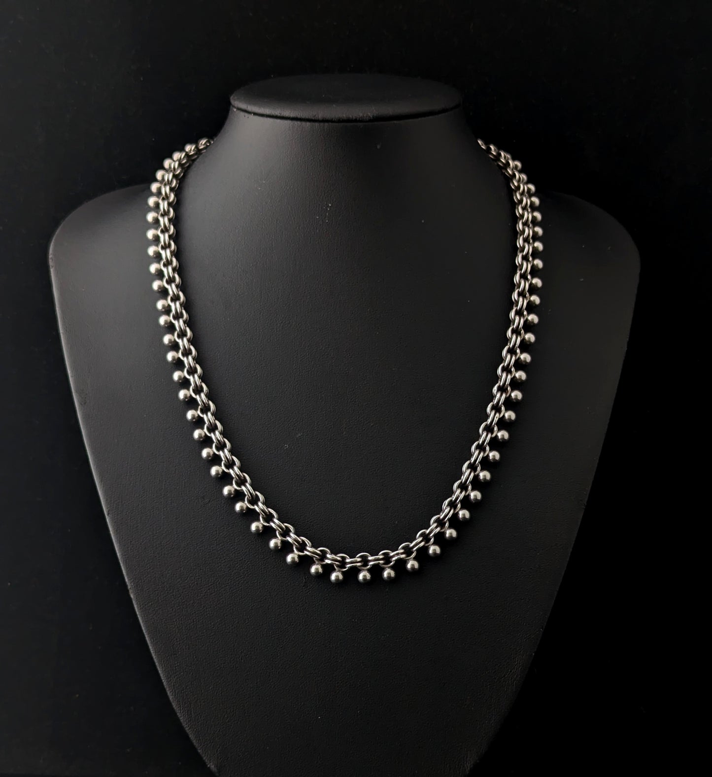 Antique Victorian silver book chain necklace