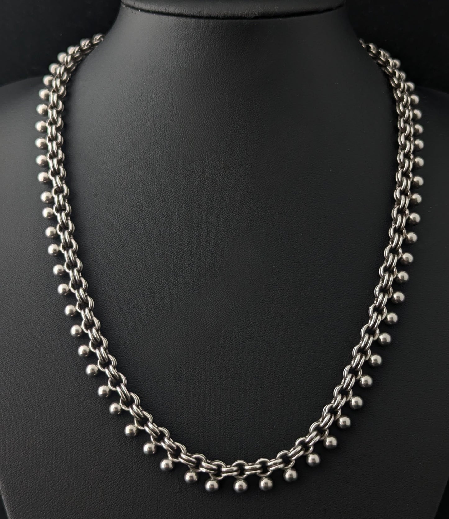 Antique Victorian silver book chain necklace