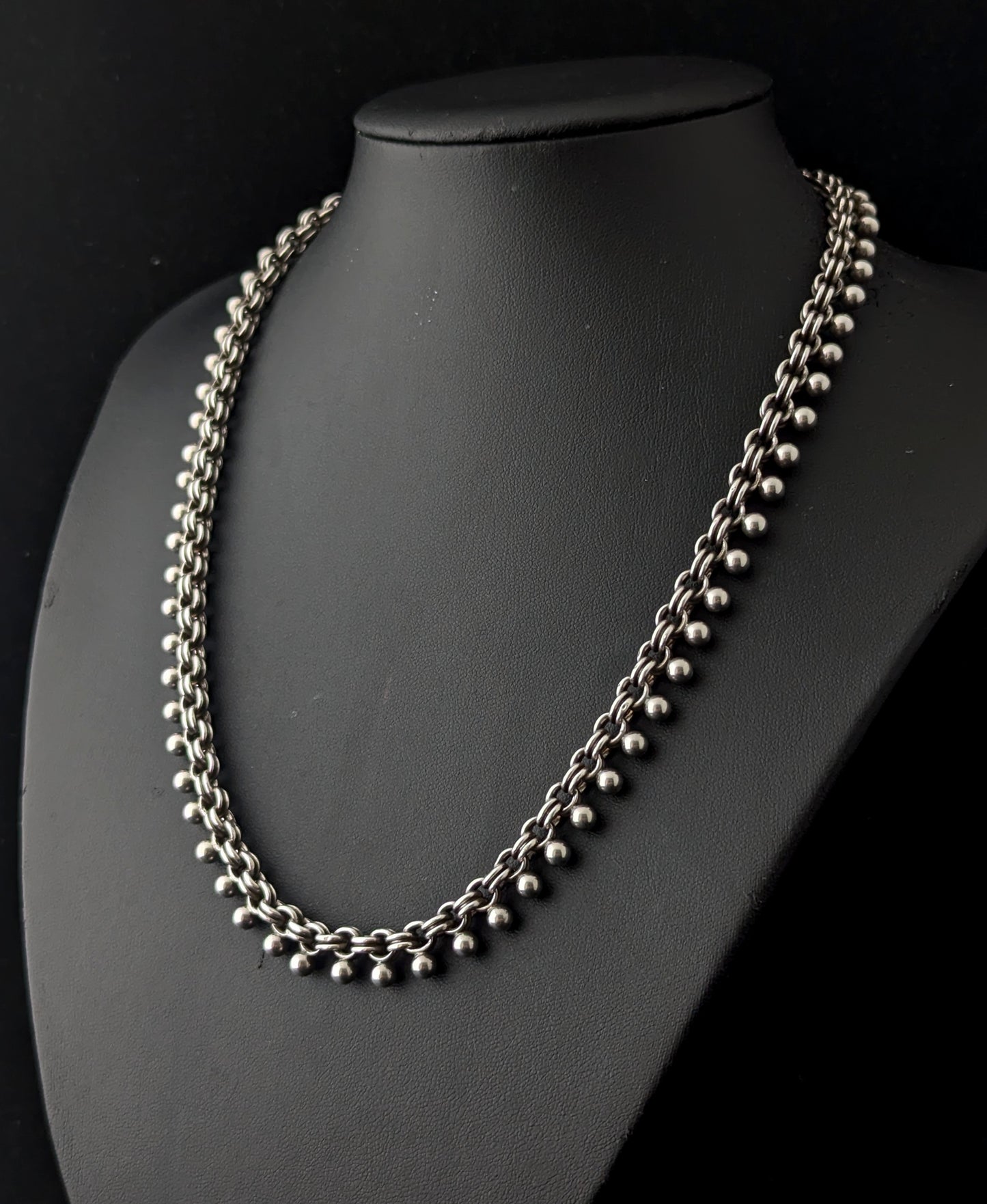 Antique Victorian silver book chain necklace