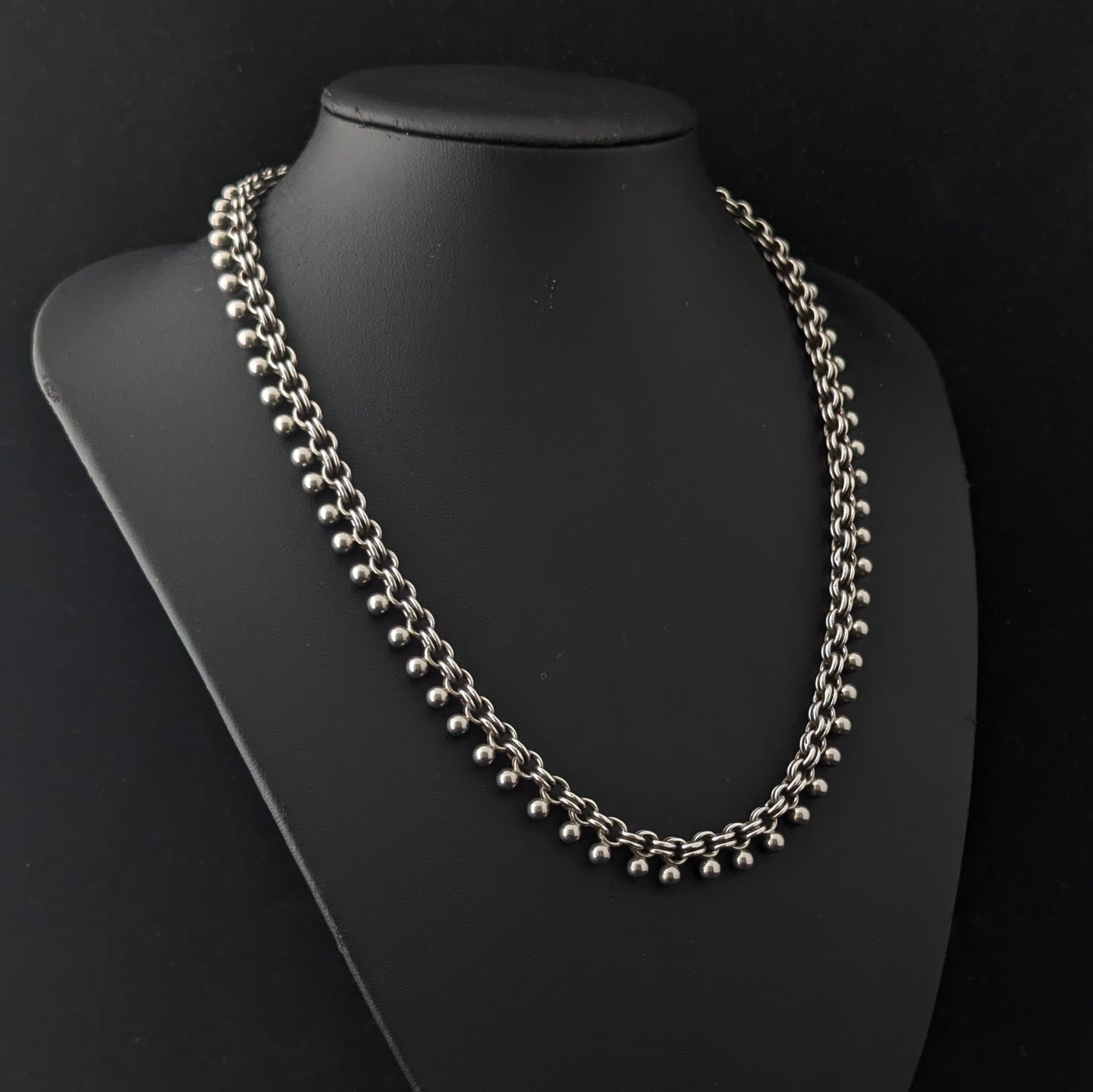 Antique Victorian silver book chain necklace