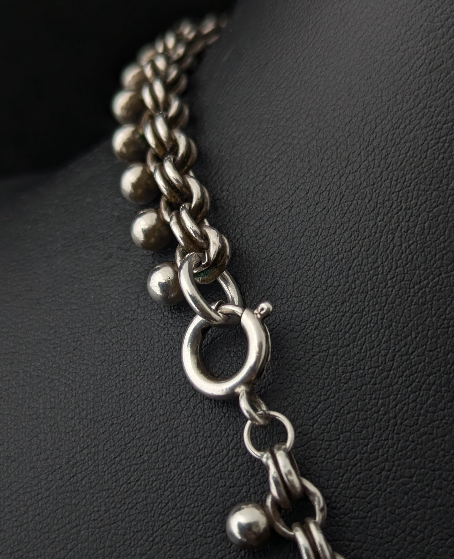 Antique Victorian silver book chain necklace