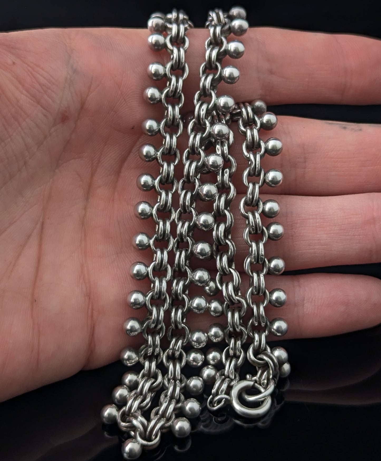 Antique Victorian silver book chain necklace