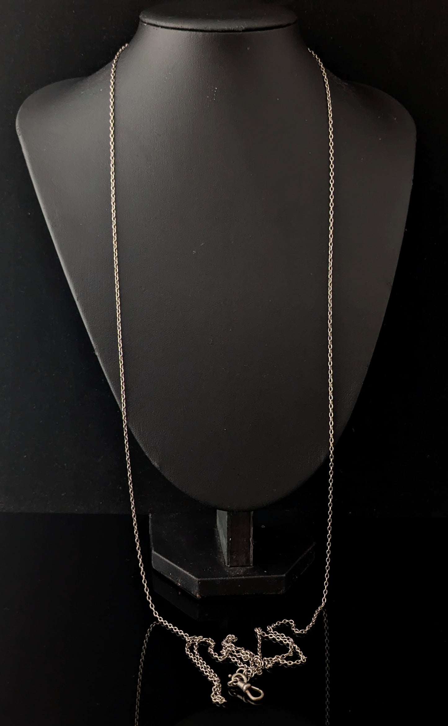 Antique Sterling silver long chain necklace, muff chain