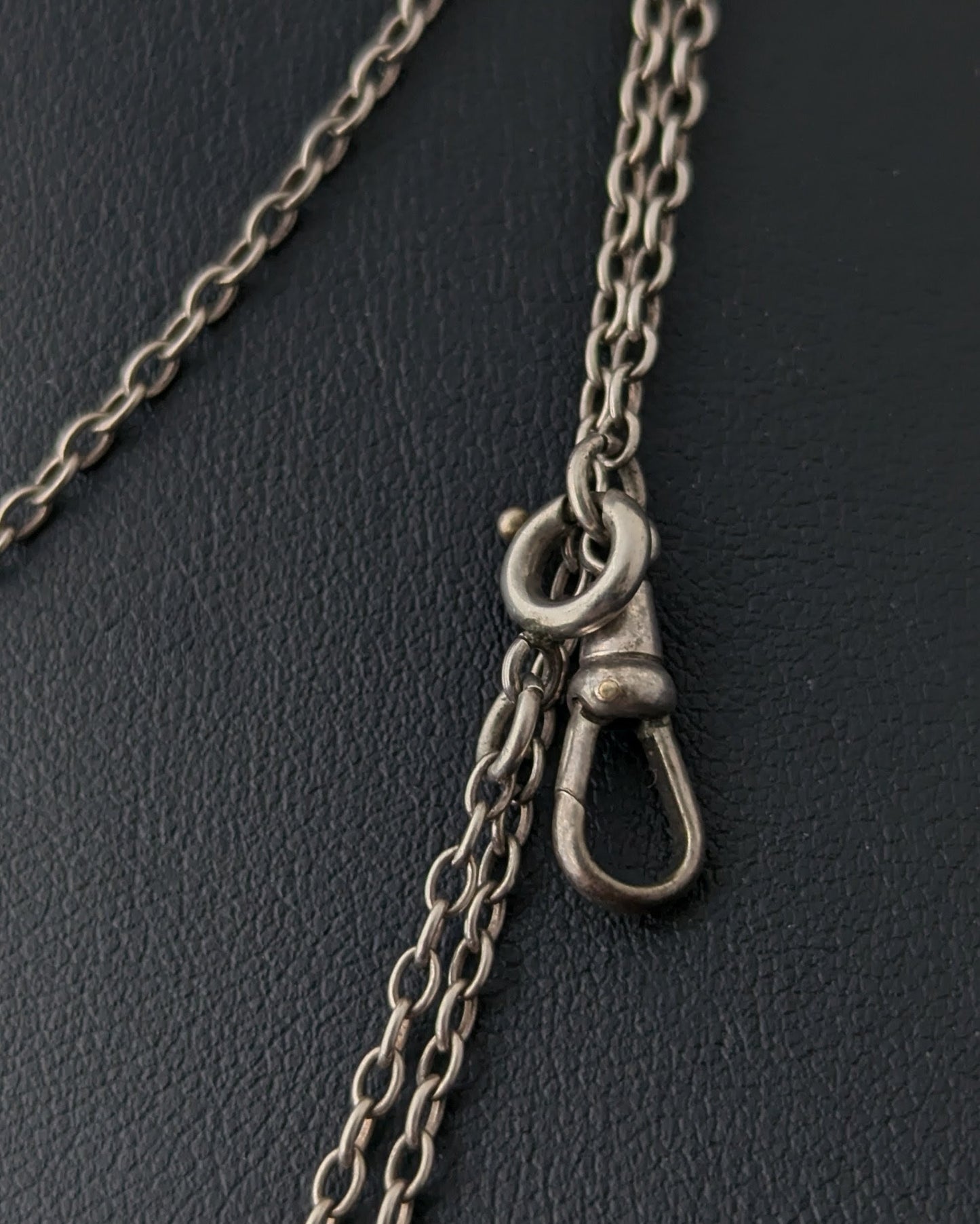 Antique Sterling silver long chain necklace, muff chain