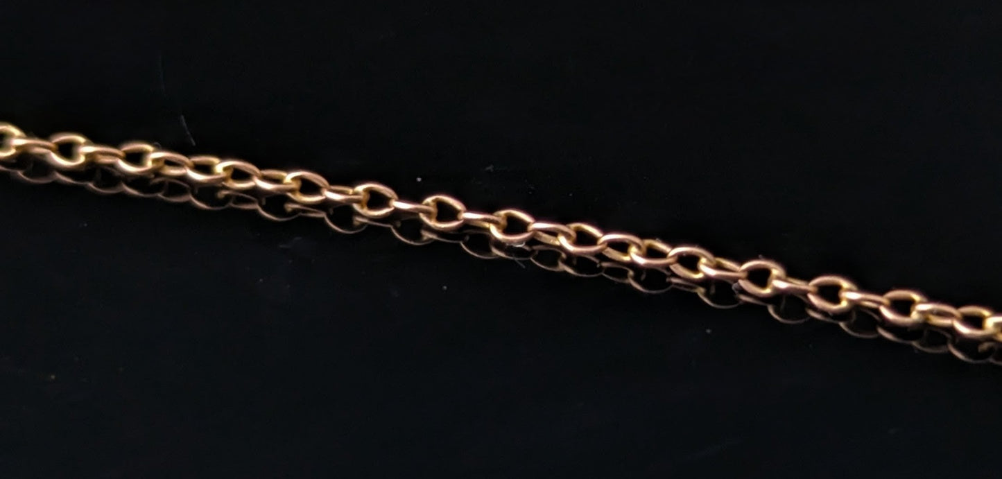 Antique 9ct gold trace link chain necklace, dainty, fine, Skinny chain