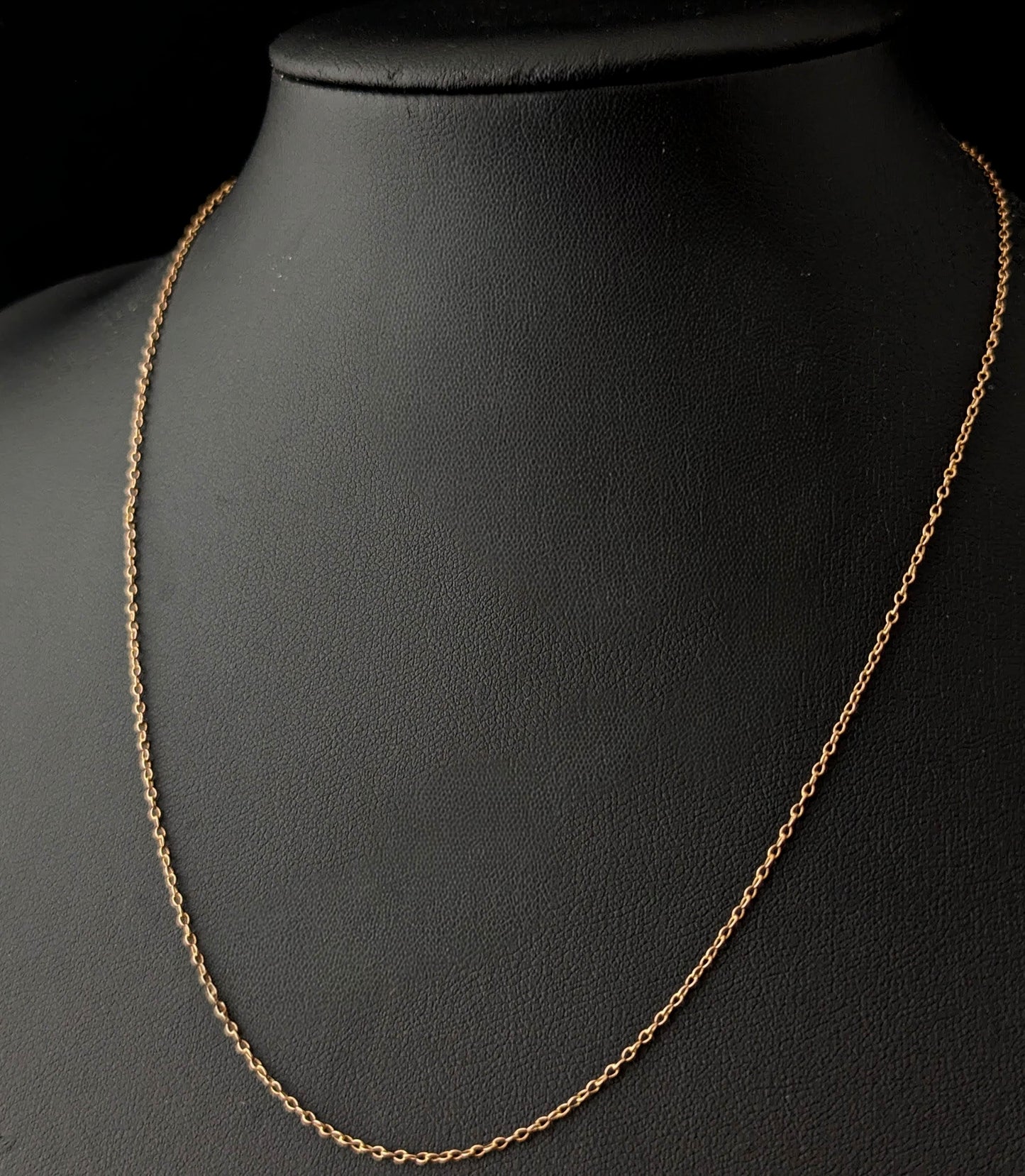 Antique 9ct gold trace link chain necklace, dainty, fine, Skinny chain