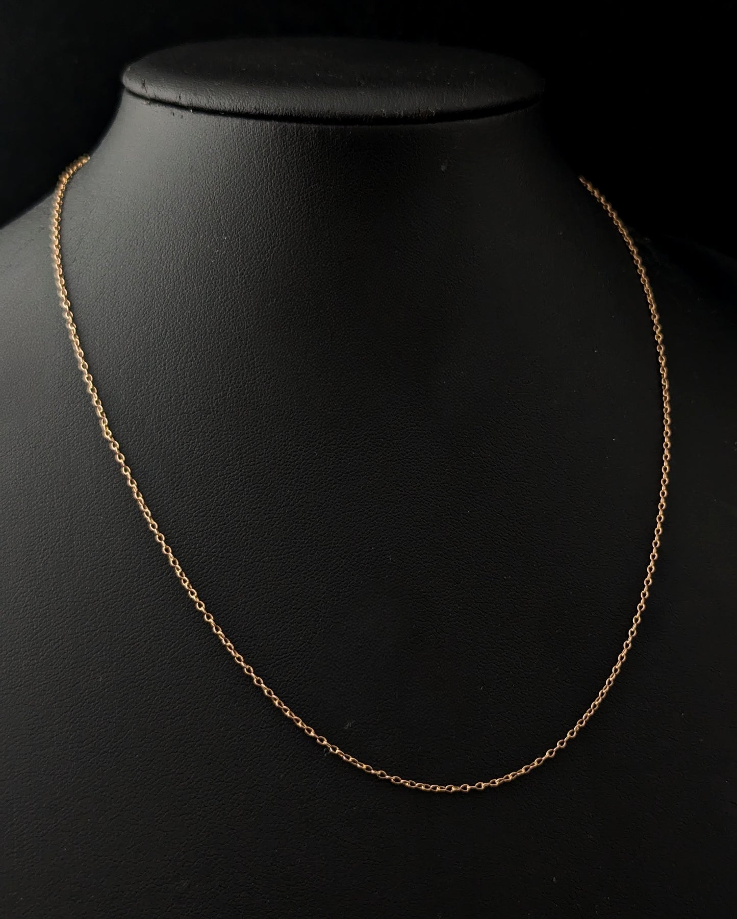 Antique 9ct gold trace link chain necklace, dainty, fine, Skinny chain