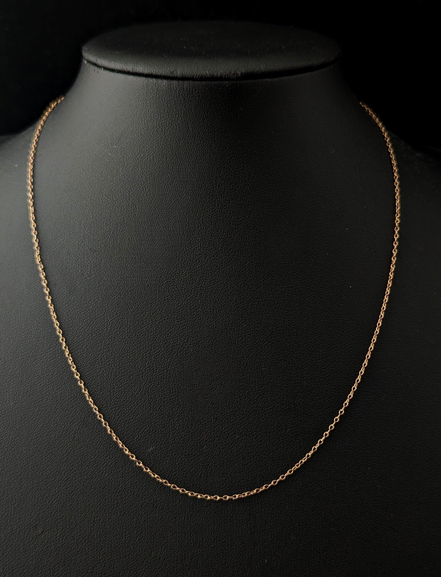 Antique 9ct gold trace link chain necklace, dainty, fine, Skinny chain