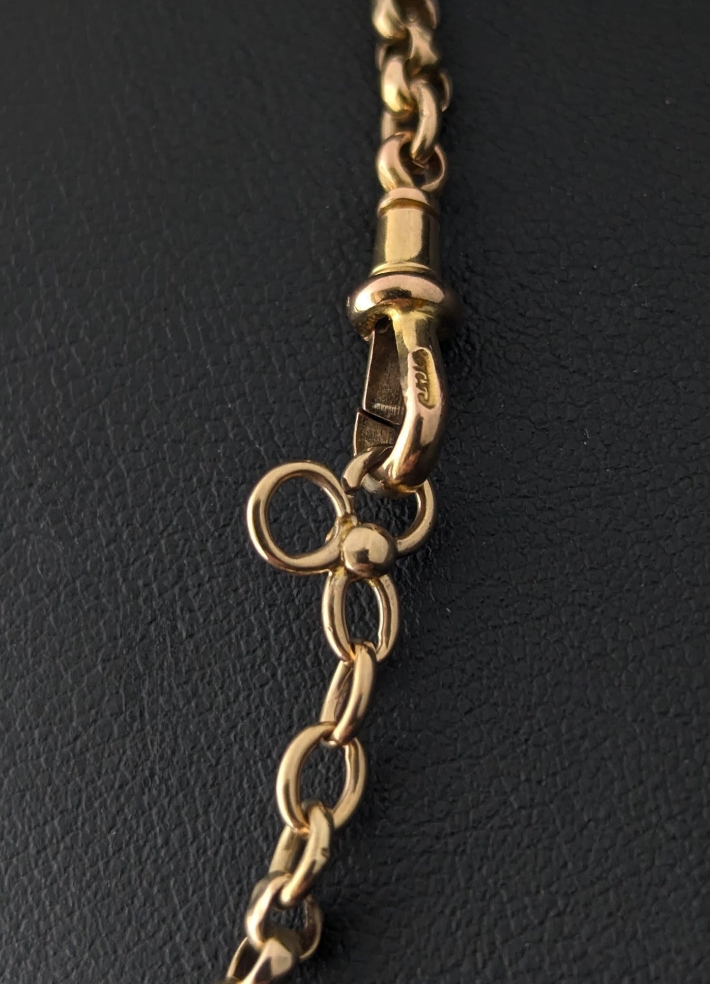 Antique 9ct gold fancy link chain necklace, Rolo link