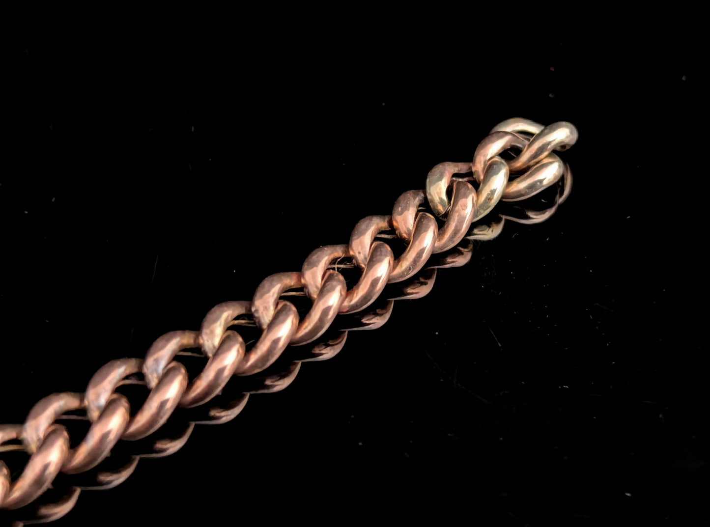 Antique 9ct gold curb link bracelet, Heart padlock