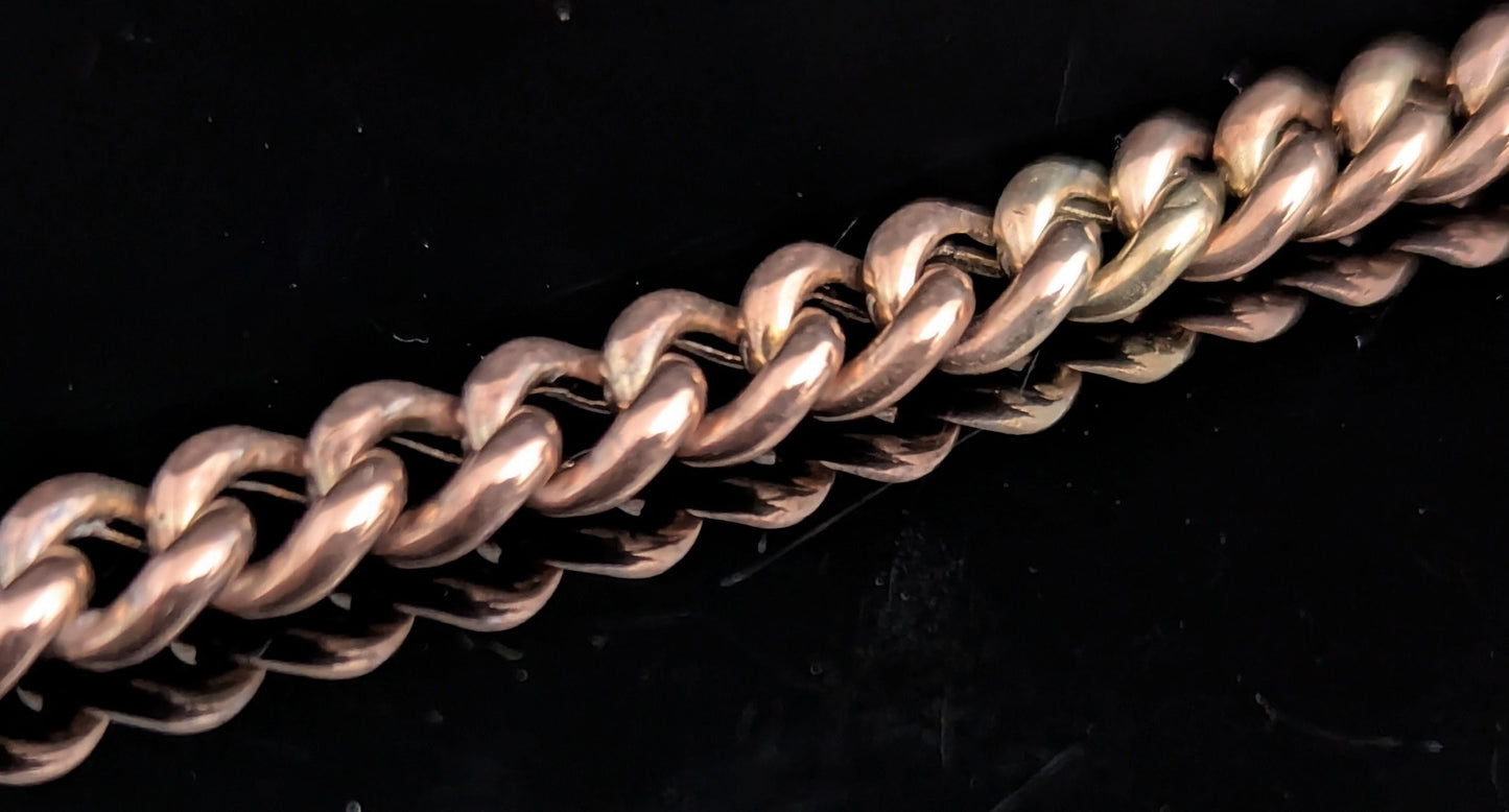 Antique 9ct gold curb link bracelet, Heart padlock
