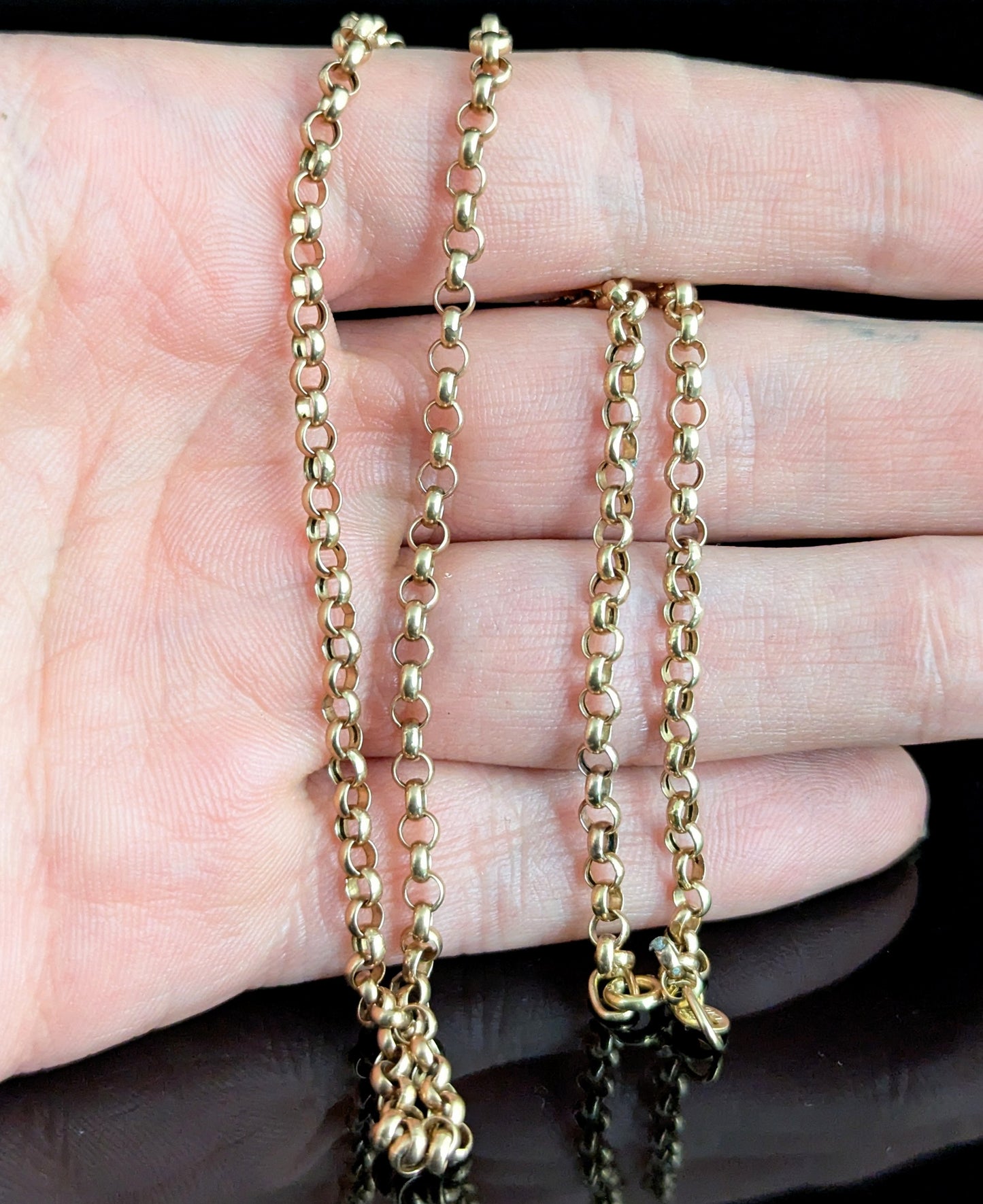 Antique 9ct gold Rolo link chain necklace