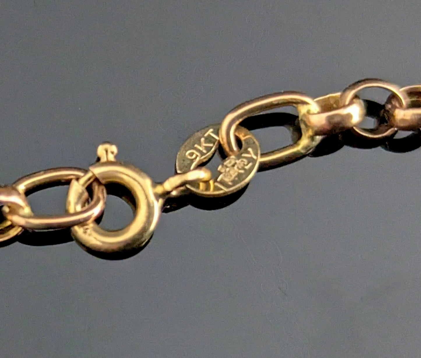 Antique 9ct gold Rolo link chain necklace