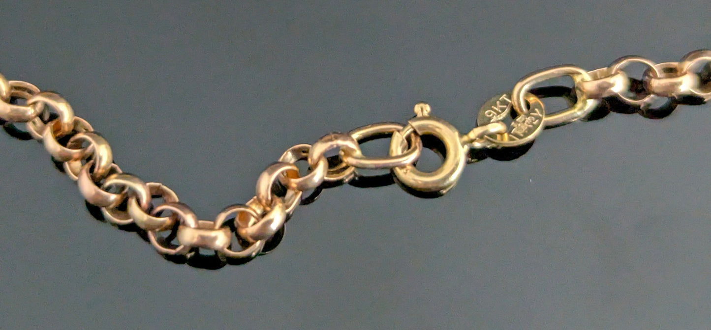 Antique 9ct gold Rolo link chain necklace