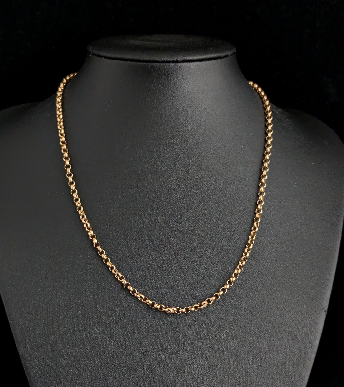 Antique 9ct gold Rolo link chain necklace