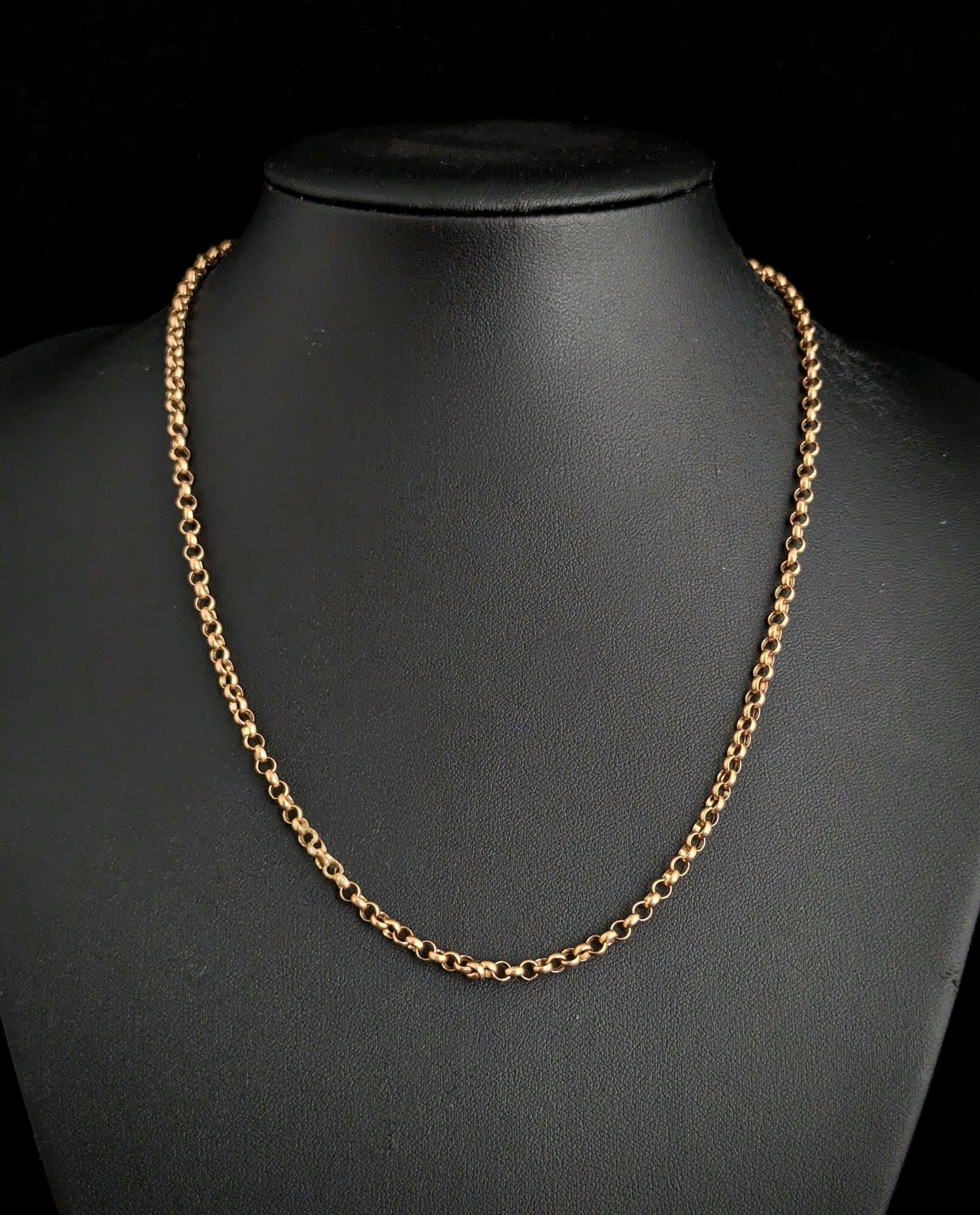Antique 9ct gold Rolo link chain necklace