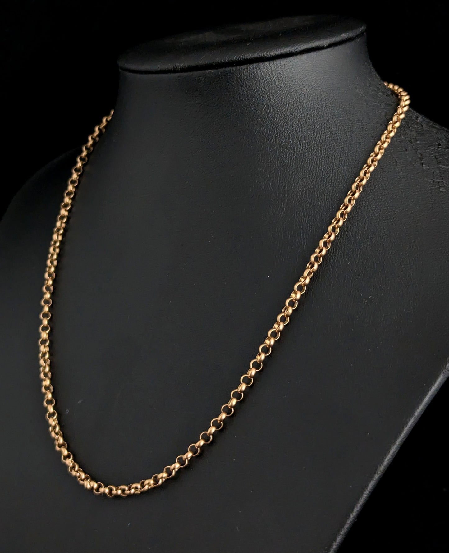 Antique 9ct gold Rolo link chain necklace