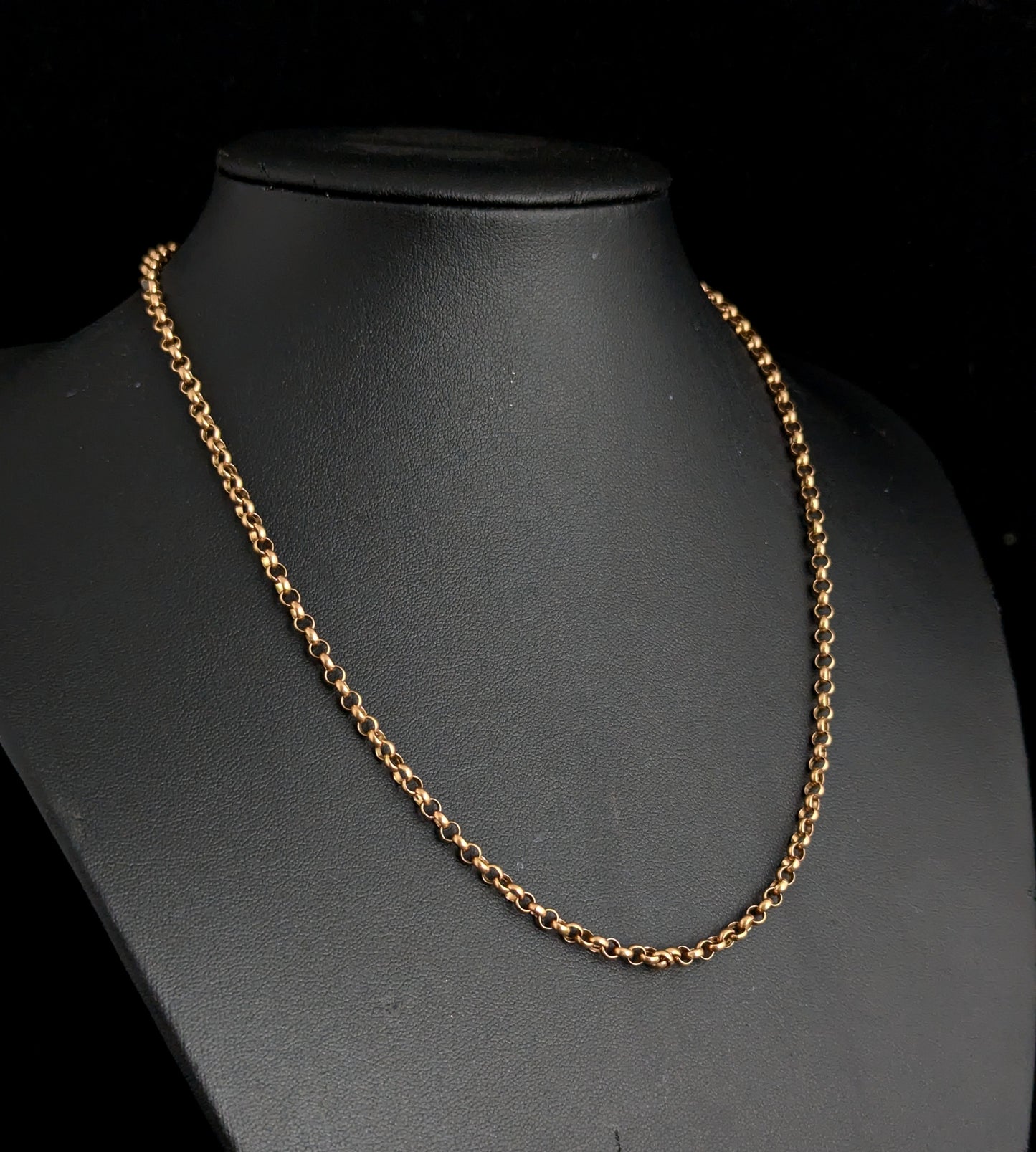 Antique 9ct gold Rolo link chain necklace