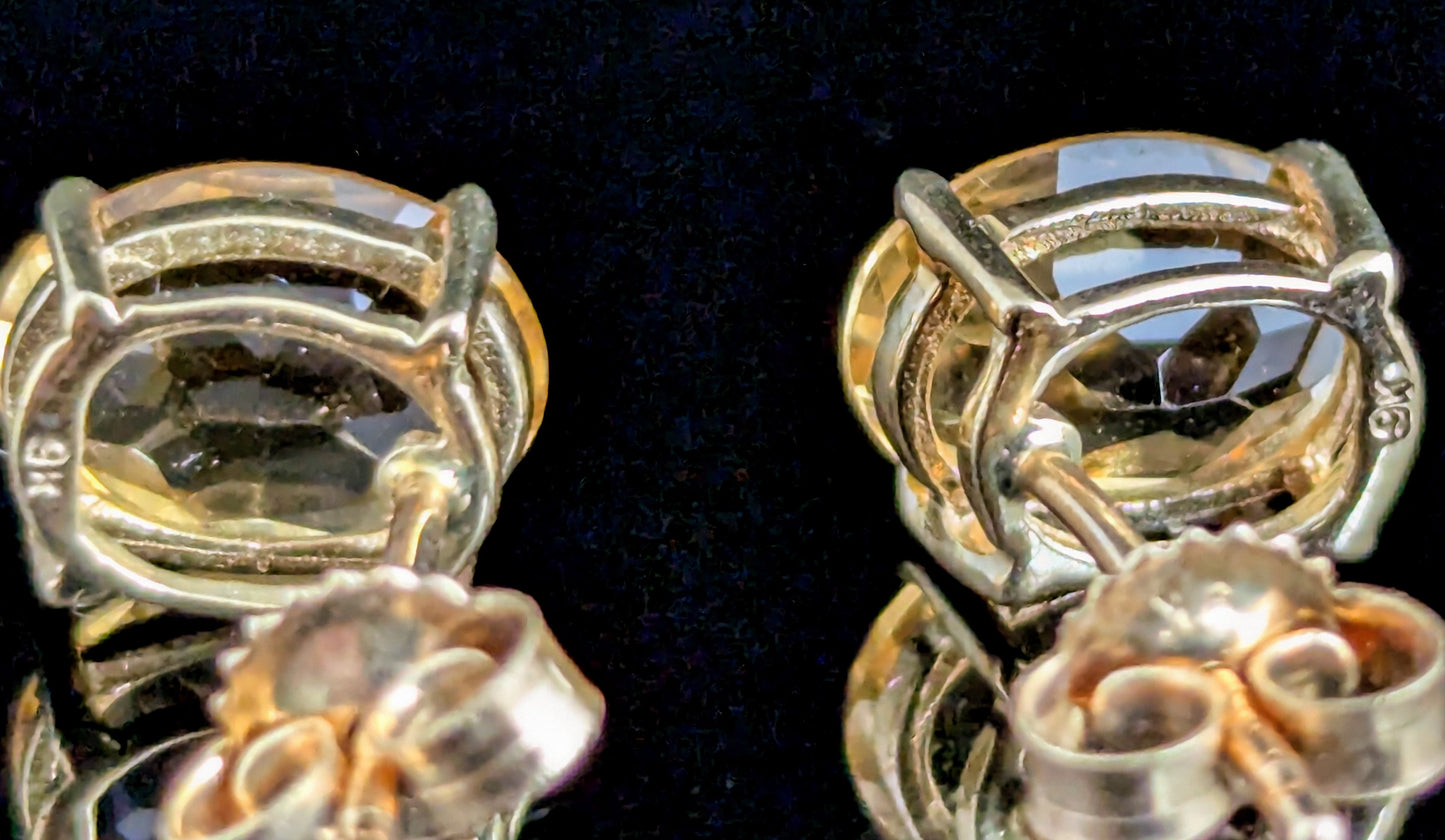 Vintage Citrine stud earrings, 9ct yellow gold