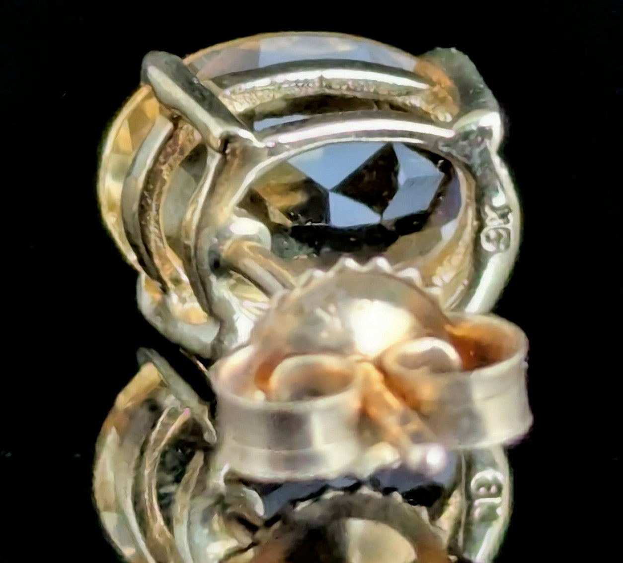 Vintage Citrine stud earrings, 9ct yellow gold