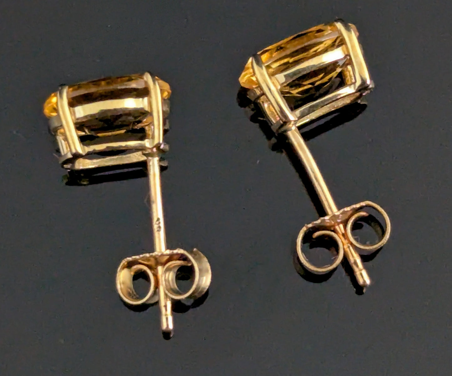 Vintage Citrine stud earrings, 9ct yellow gold