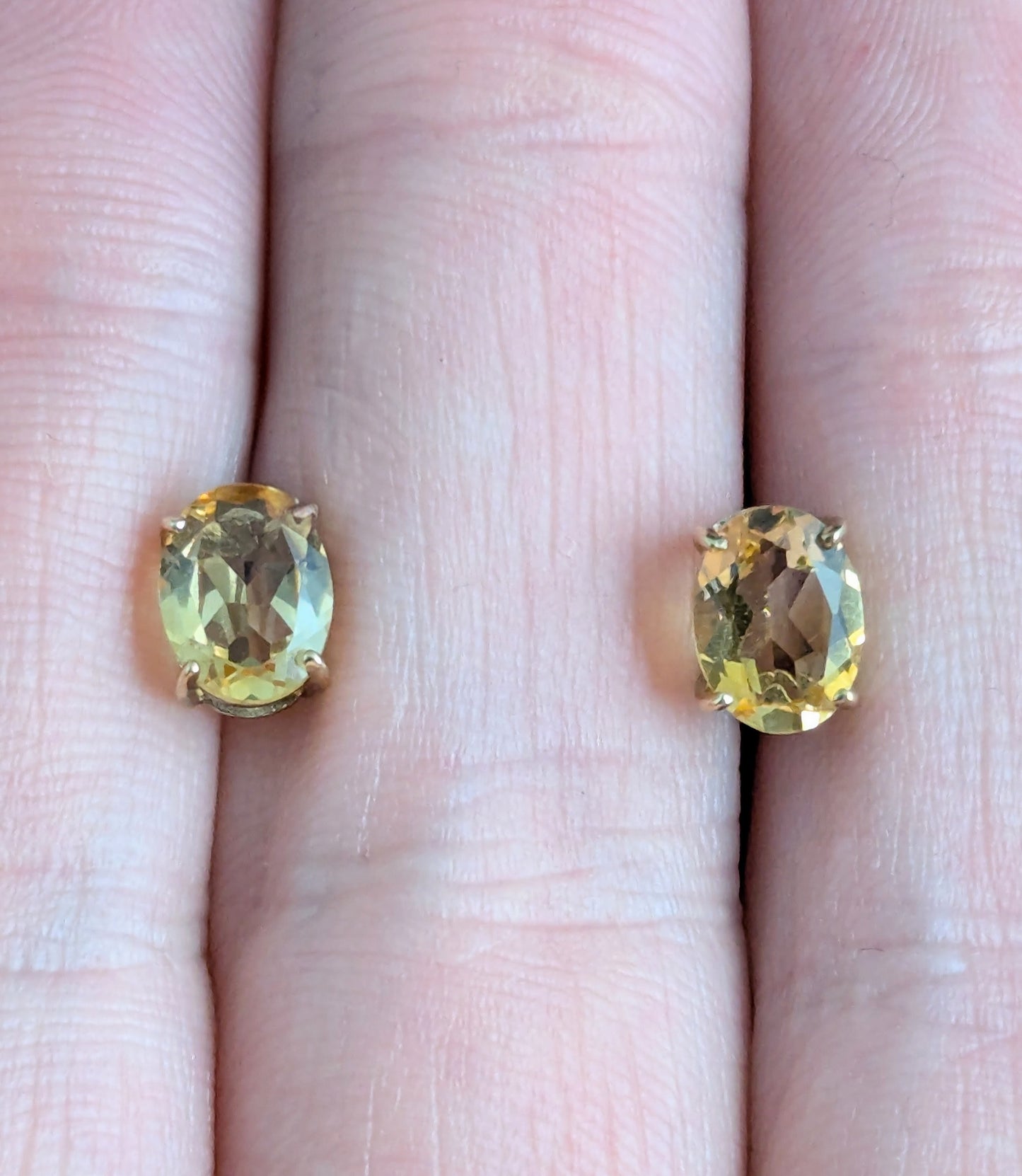 Vintage Citrine stud earrings, 9ct yellow gold