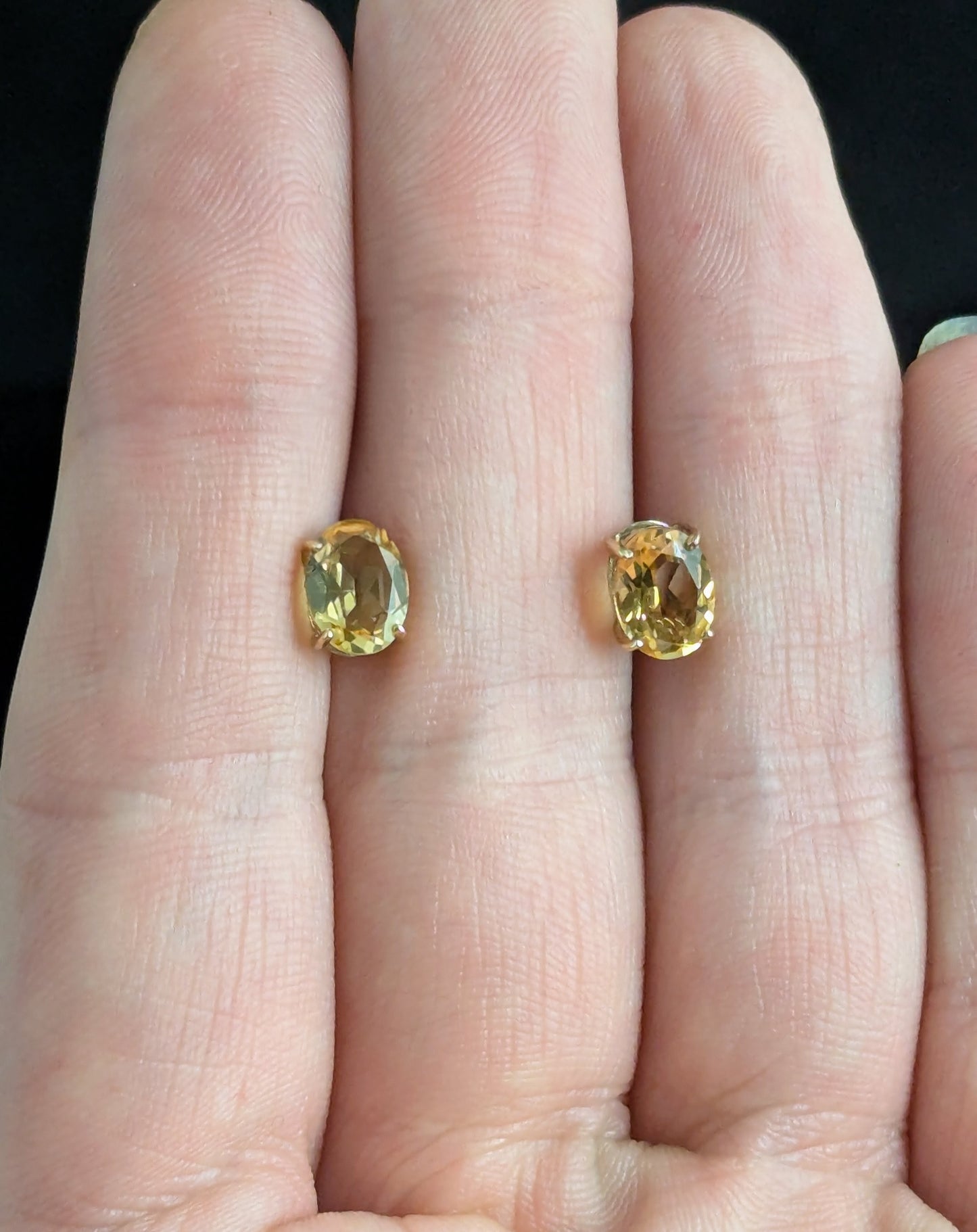 Vintage Citrine stud earrings, 9ct yellow gold