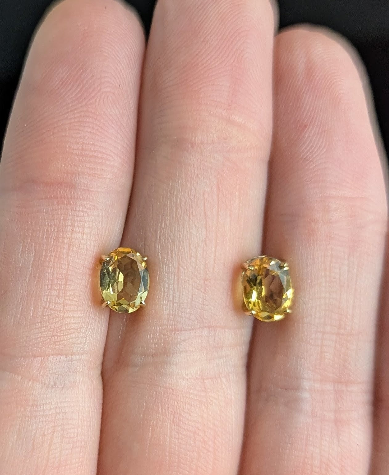 Vintage Citrine stud earrings, 9ct yellow gold