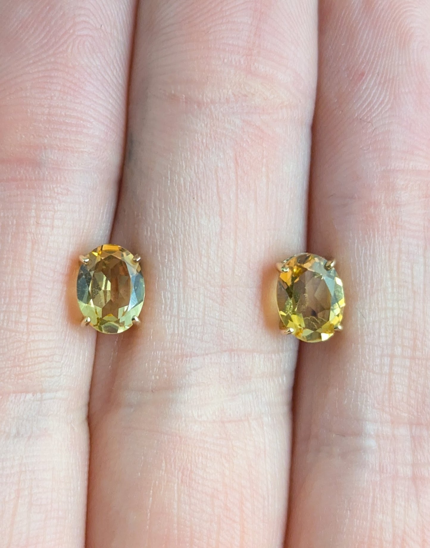 Vintage Citrine stud earrings, 9ct yellow gold