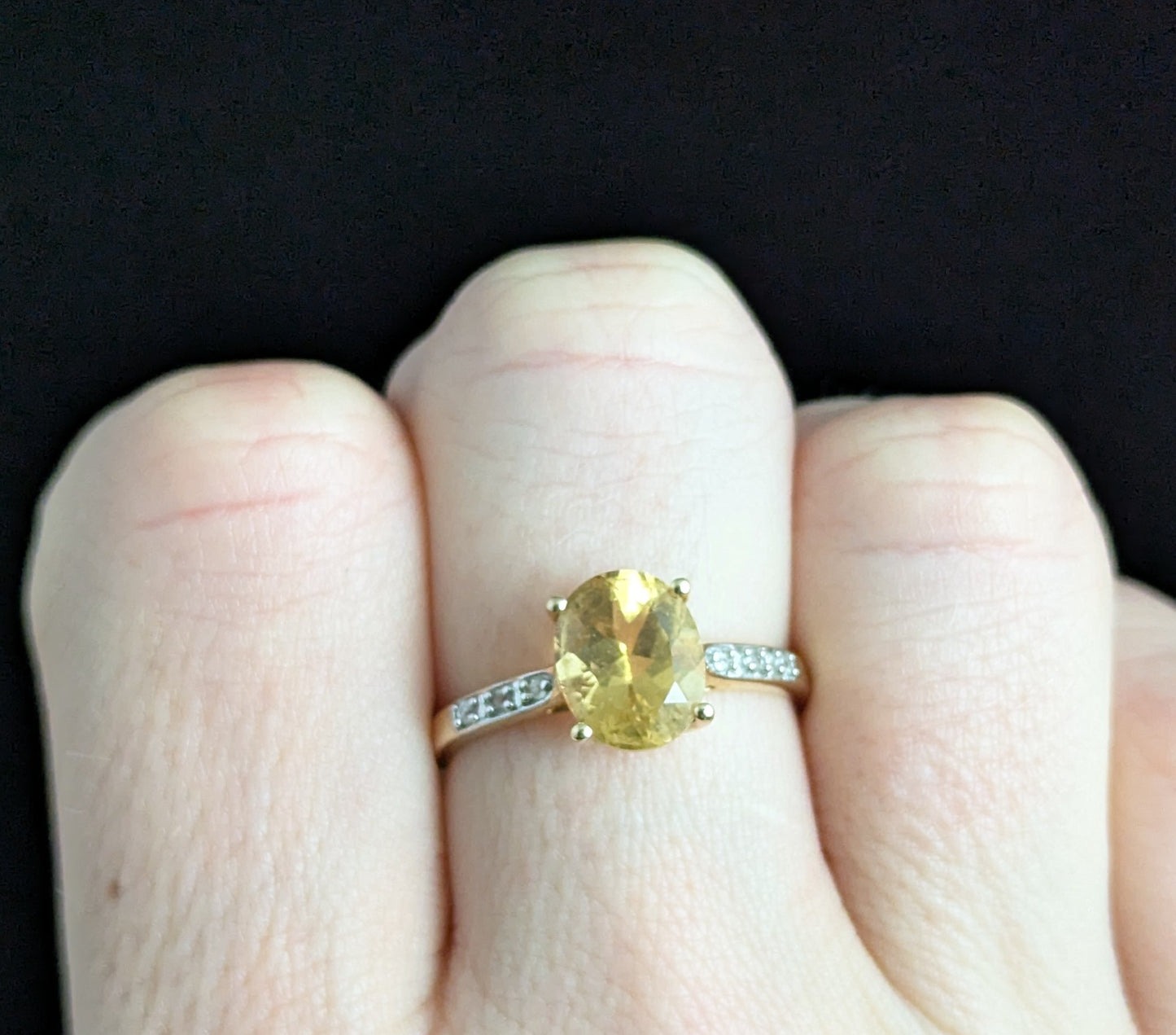 Vintage Citrine and Diamond cocktail ring, 9ct gold